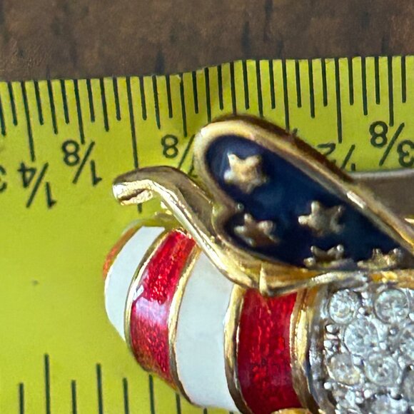 Joan Rivers Patriotic Bee Brooch Stats and Stripes Red White Blue Enamel America - Picture 11 of 12